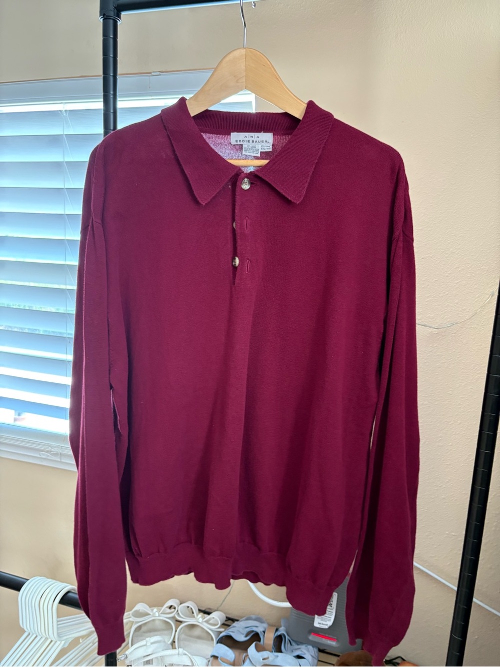 AKA Eddie Bauer Vintage Burgundy Polo Sweater